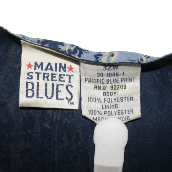 Main Street Blues Womens Plus 32W Blue Multicolored 3/4 Sleeve Tunic Blouse Top - Picture 7 of 9